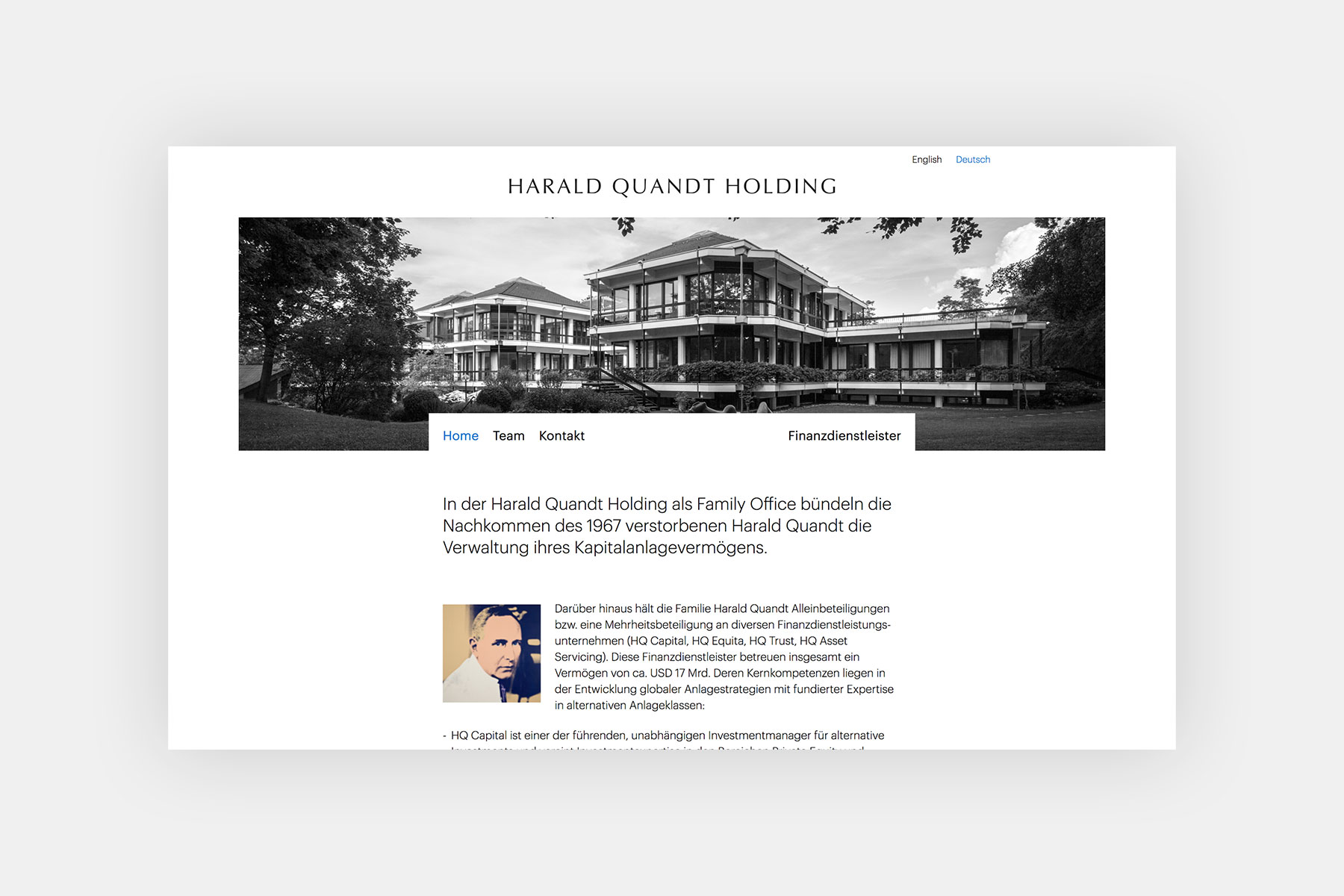 Harald Quandt Holding Website