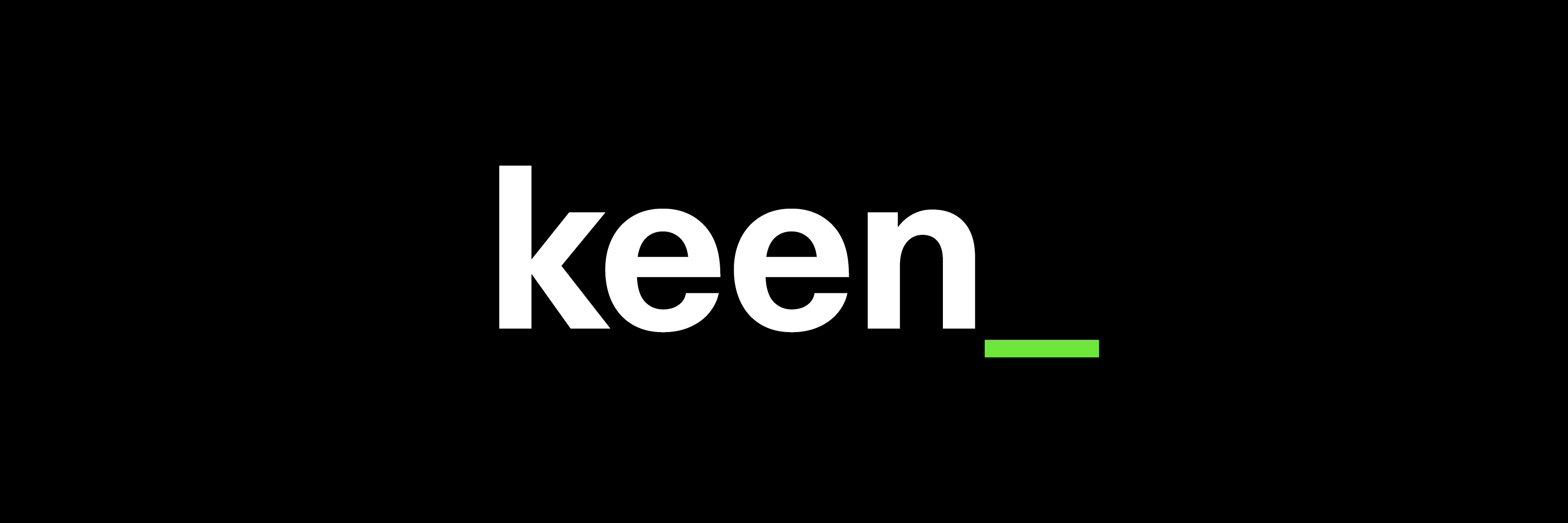 Design weisses Keen Innovation AG Logo auf schwarzem Grund
