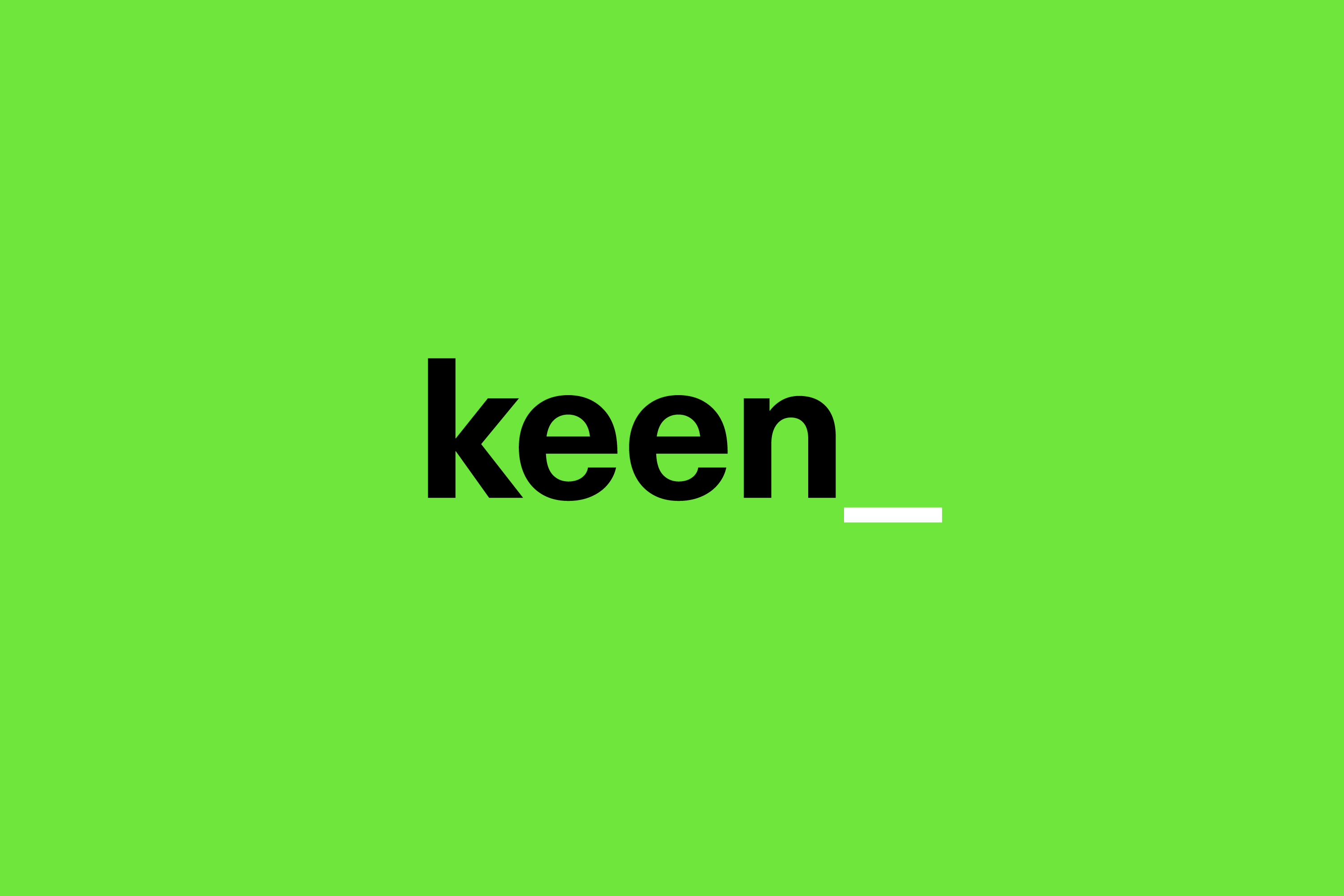 Design schwarzes Keen Innovation AG Logo auf grünem Grund