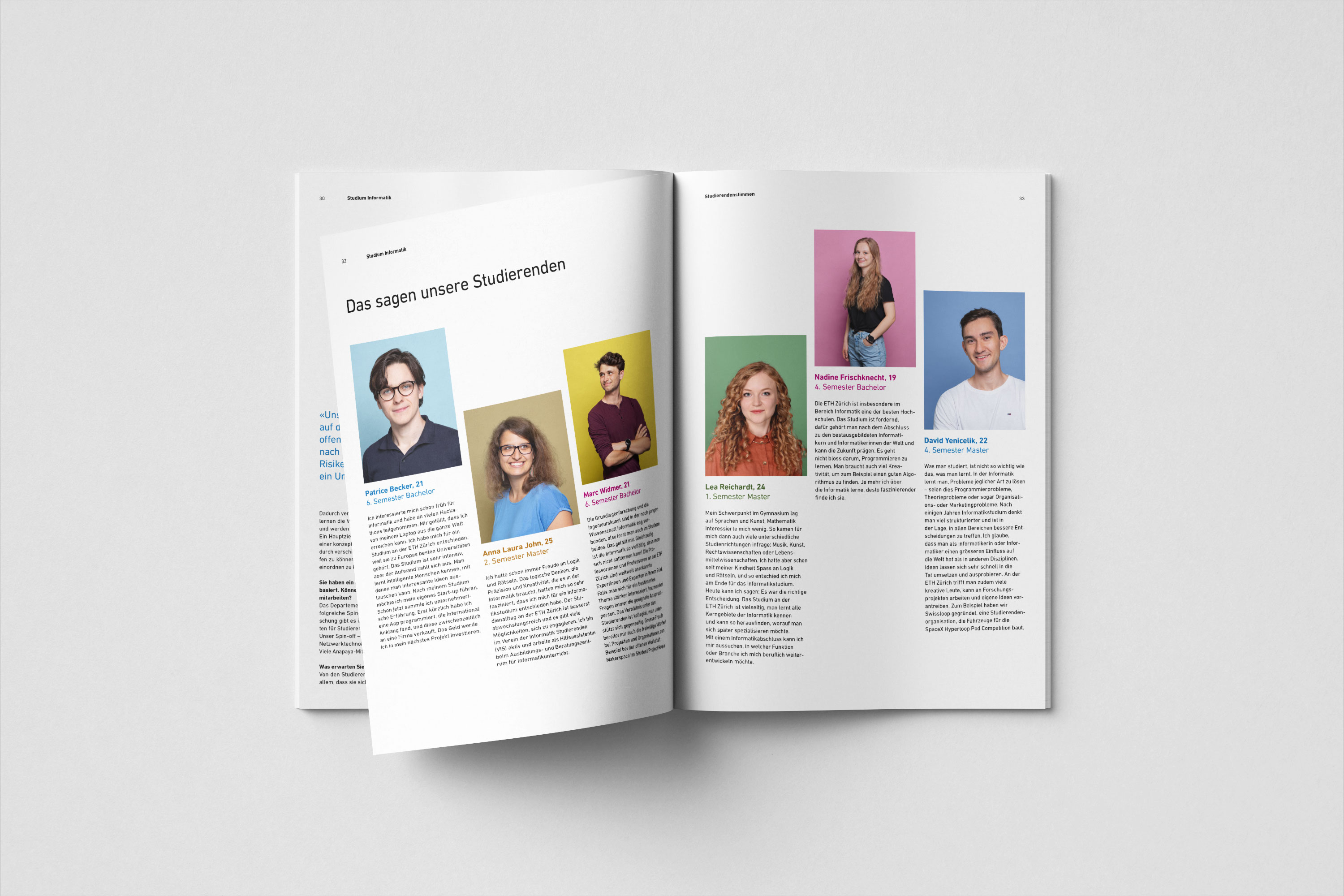 ETH Zurich, Department of Computer Science, layout of a double-page in a brochure